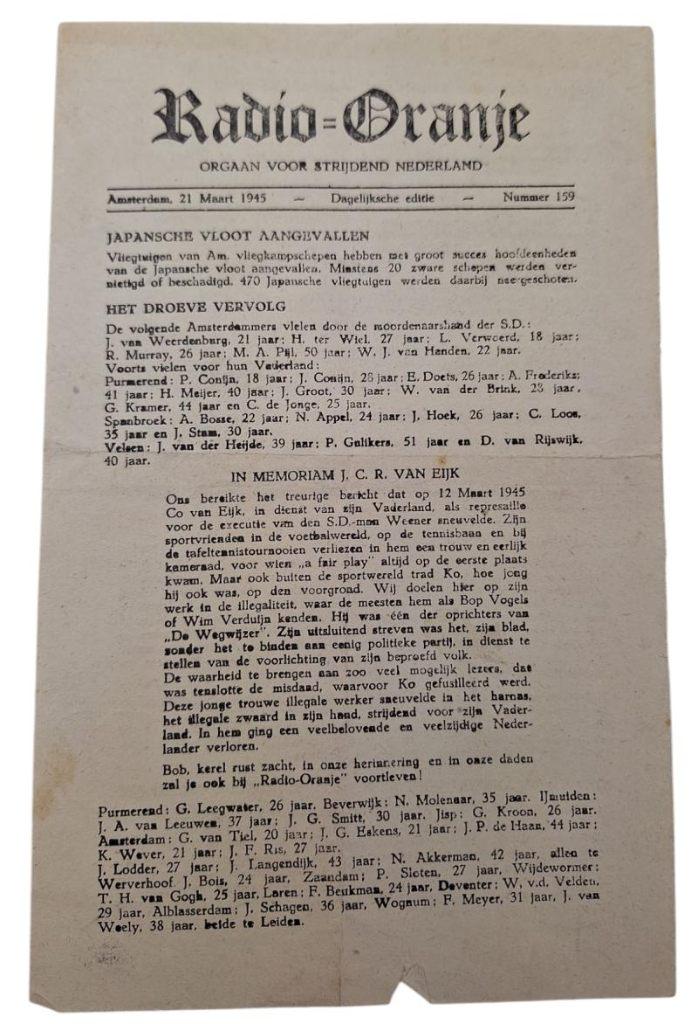 flyer de résistance hollandaise en état d'occasion, Enlèvement ou Envoi