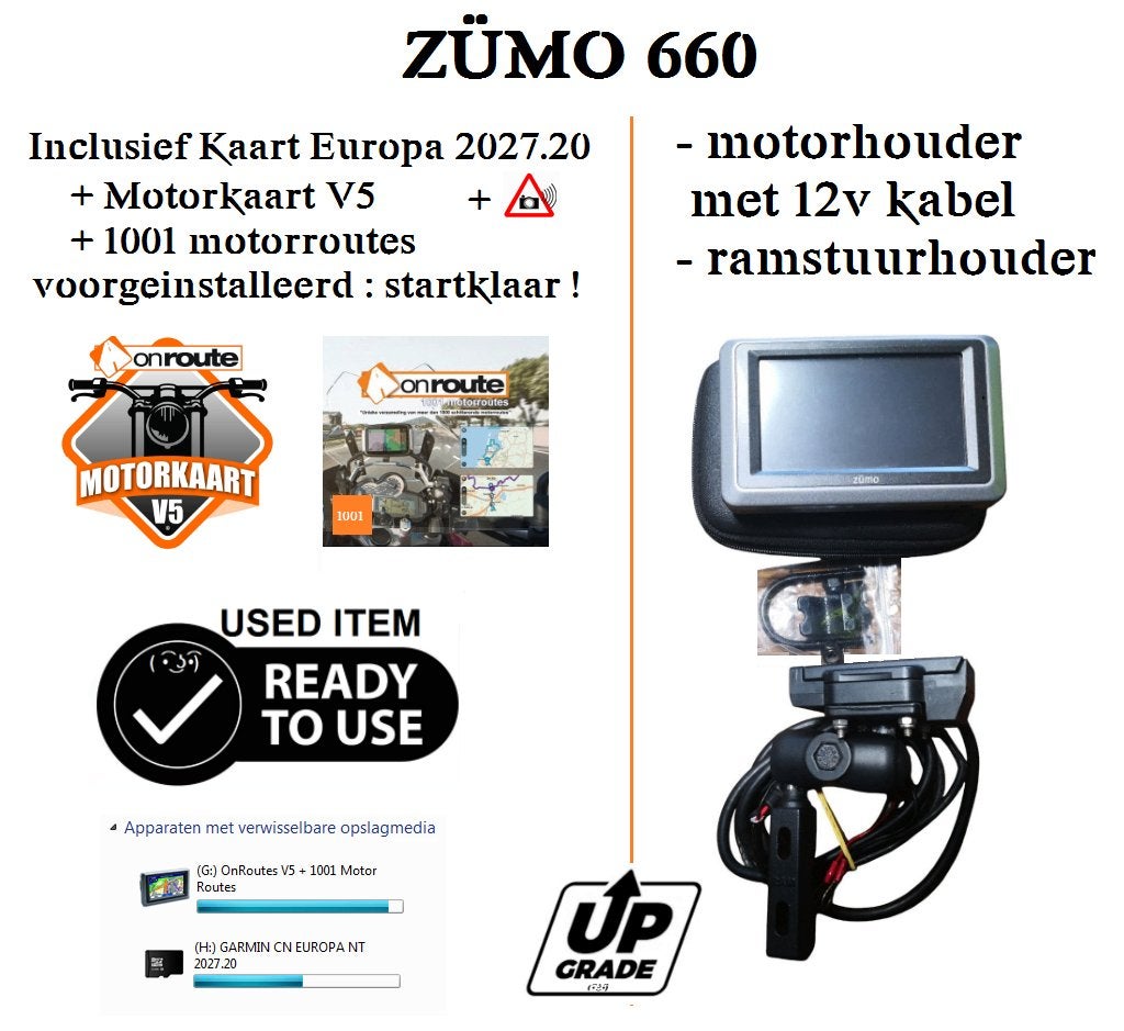 Zumo 660 + accessoires + kaart Eur 2027.20 + Onroute V5, Motoren, Accessoires | Navigatiesystemen, Ophalen, Gebruikt