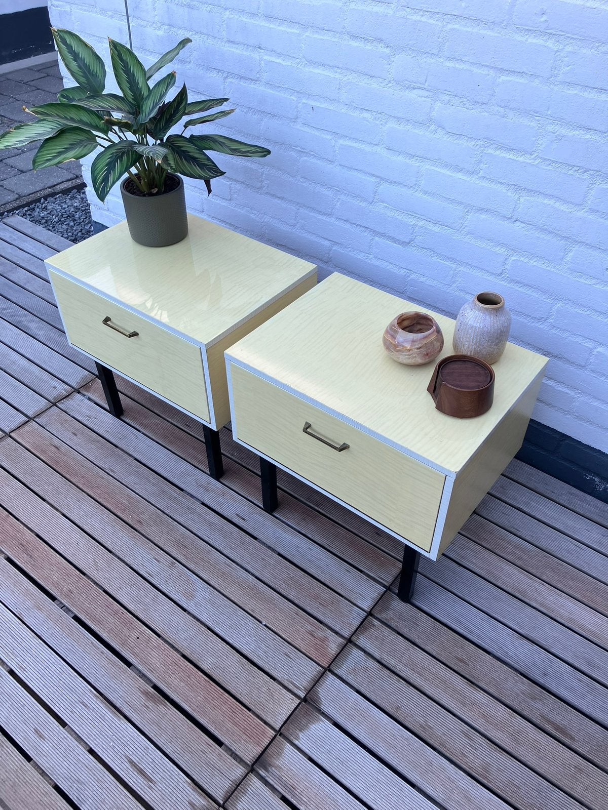 Vintage Nachtkastjes jaren 50/60 in Bauhaus- of retro-stijl, Huis en Inrichting, Ophalen, Zo goed als nieuw, 45 tot 65 cm, Minder dan 55 cm