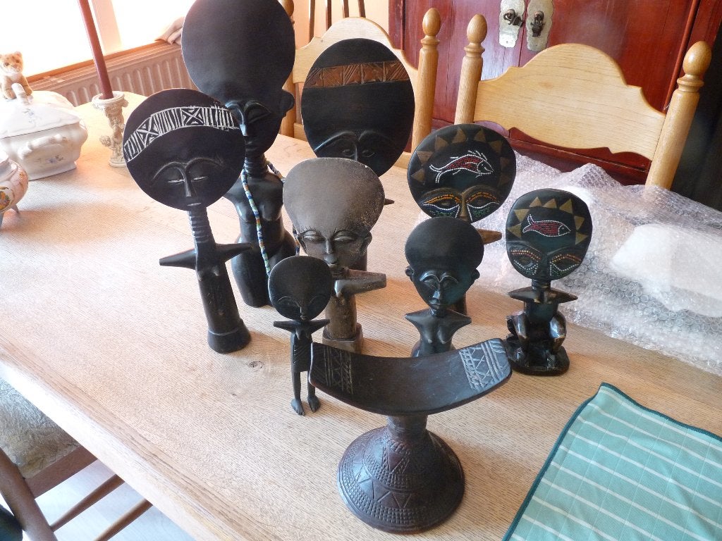 afrikaanse beelden, 13 stuks, betere foto's !, Fait main, Afrique, Bois, Noir