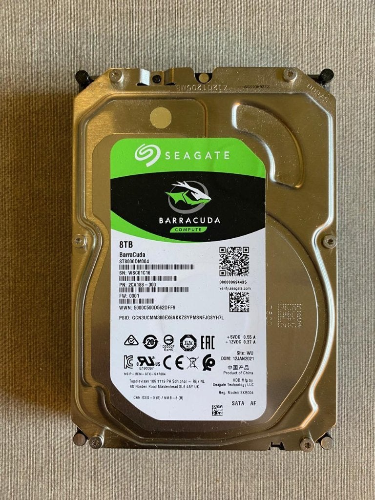 Seagate BarraCuda ST8000DM004 - Disque dur mécanique interne, Informatique & Logiciels, Enlèvement ou Envoi, Interne, Comme neuf
