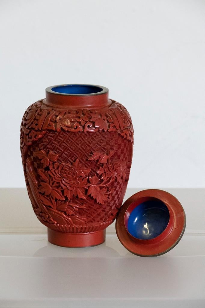Vintage Chinese rode pot met deksel, Ophalen