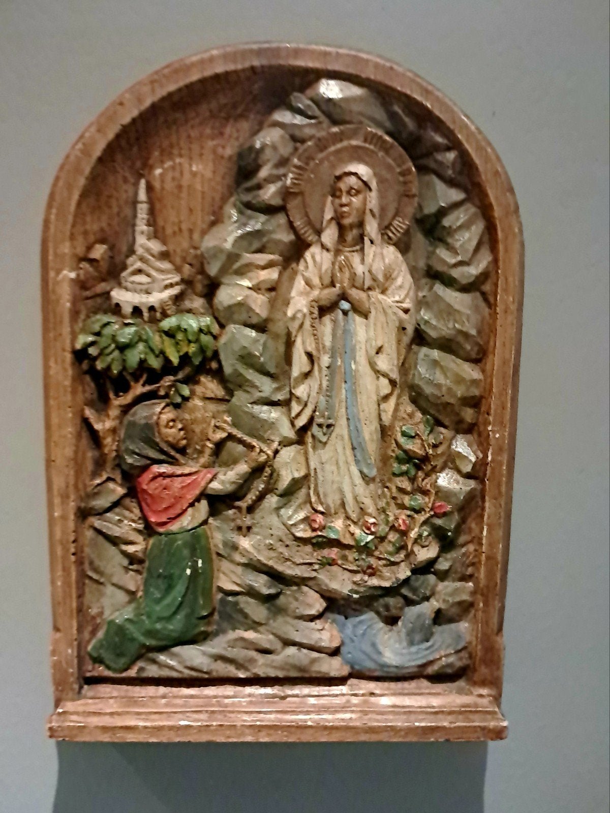 Polychroom, religieus reliëf, Antiek en Kunst, Ophalen of Verzenden