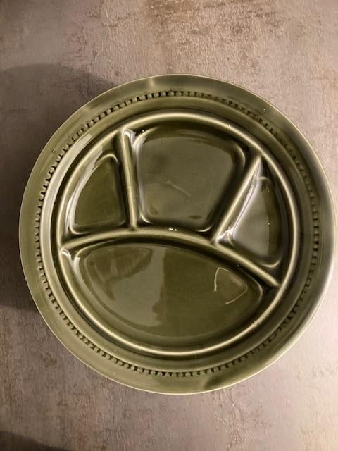 6 Vintage keramiek Fondueborden., Uni, Assiettes(s), Enlèvement ou Envoi, Comme neuf