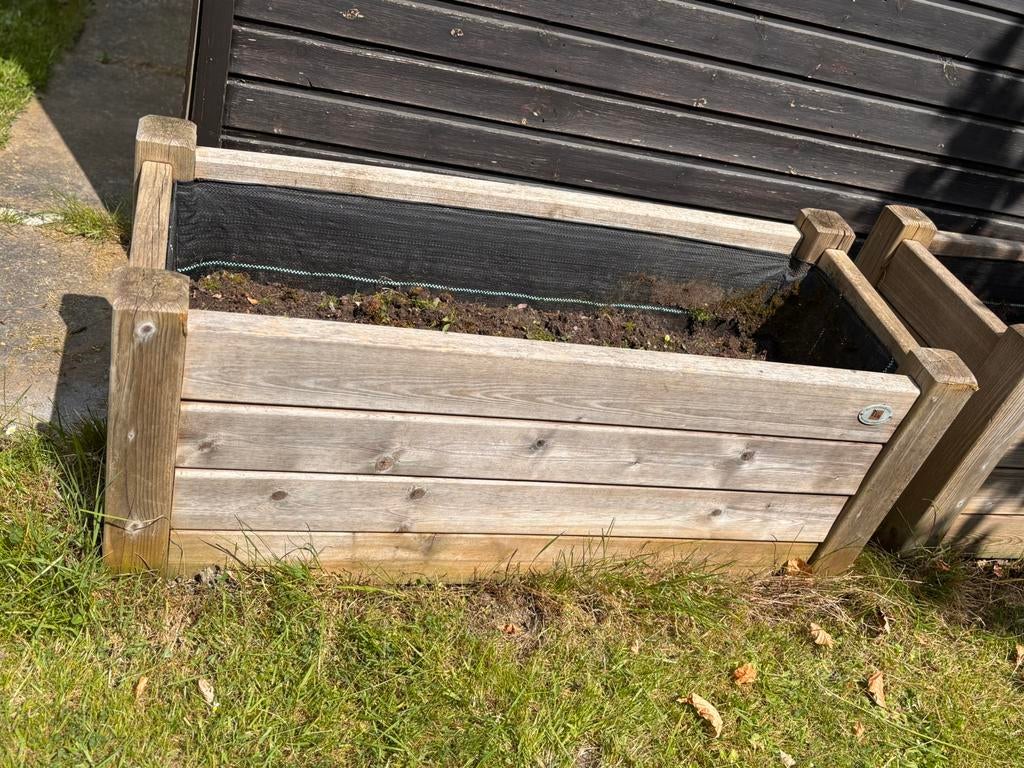 2 Bacs a fleur en teck - Marque Talen - 40*100, 30 à 60 cm, Enlèvement, Utilisé, 100 cm ou plus