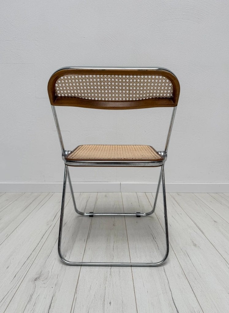 Chaise pliante Plia cannage Giancarlo Piretti Castelli 60s, Maison & Meubles, Enlèvement, Utilisé, Métal, Vintage Mid-Century Design