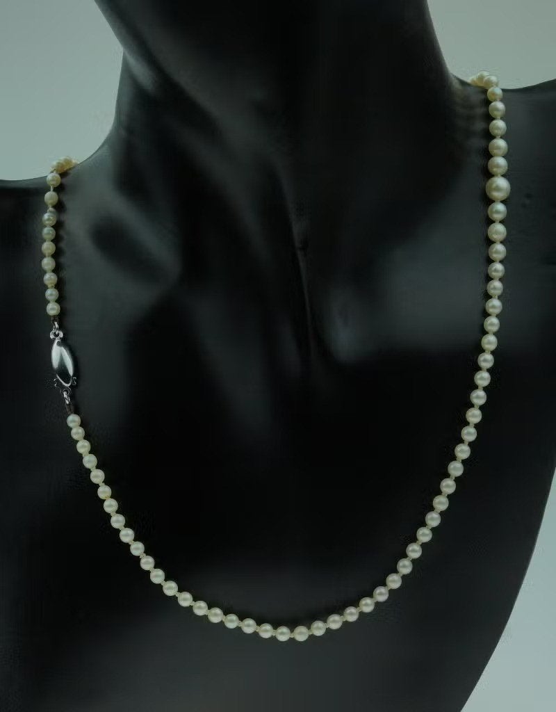 Parel dames ketting vintage 14k slot goud fraai retro, Bijoux, Sacs & Beauté, Enlèvement ou Envoi, Or, Comme neuf, Or