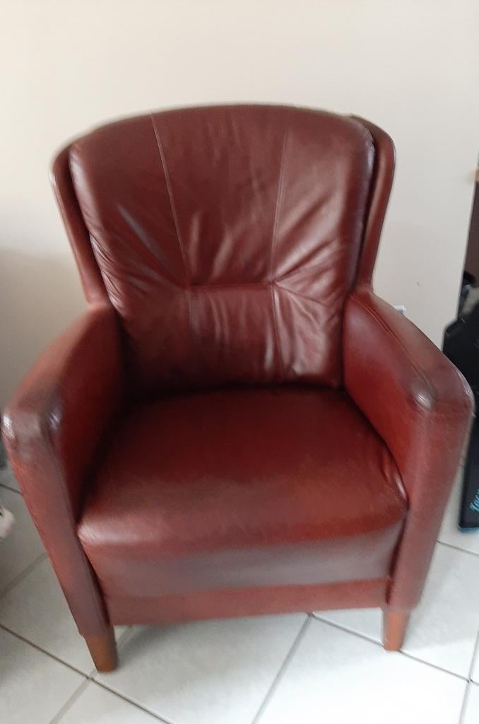 Lederen fauteuil, Huis en Inrichting, Fauteuils, Ophalen