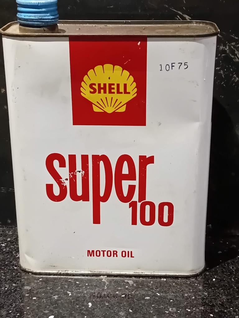 Bidon d'huile Vintage Shell Super 100, Enlèvement ou Envoi, Utilisé