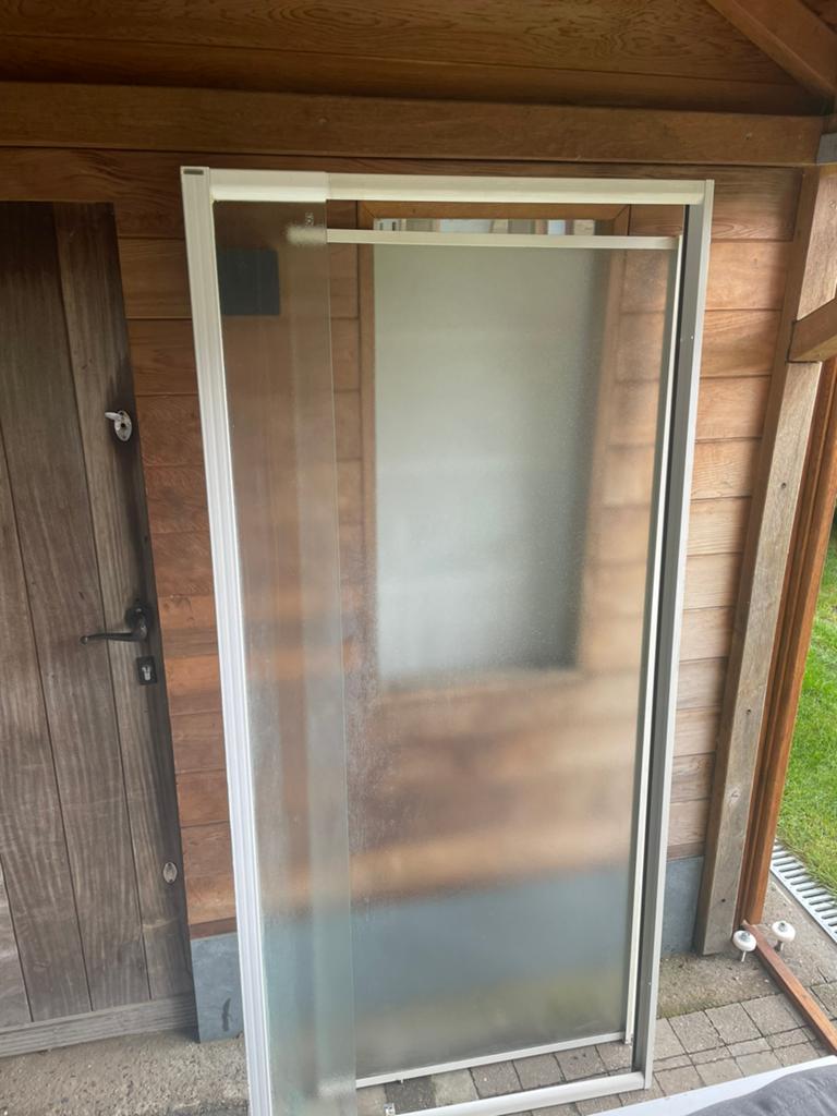 Douche deur met mat glas, Gebruikt, Overige typen, Aluminium, 150 tot 225 cm