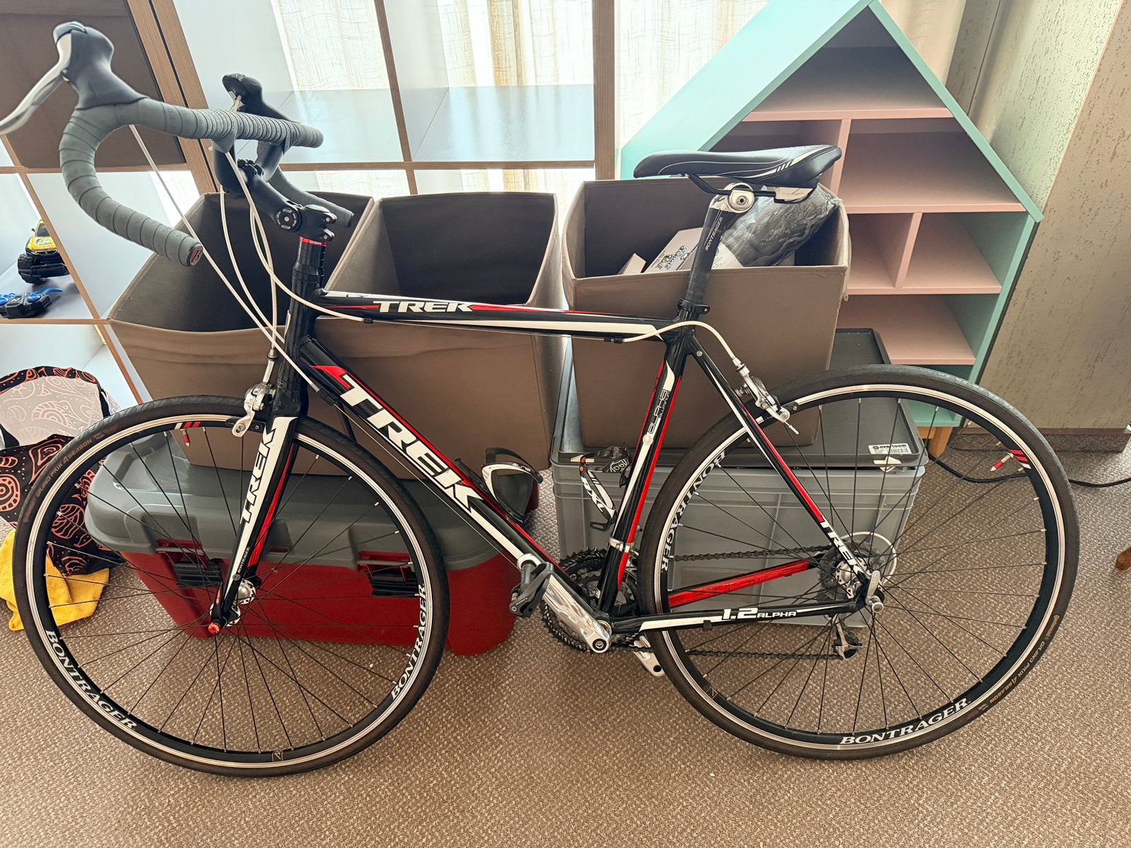 Trek 1.2 koersfiets plus Tacx Rollen., Fietsen en Brommers, Fietsen | Racefietsen, Ophalen, Gebruikt
