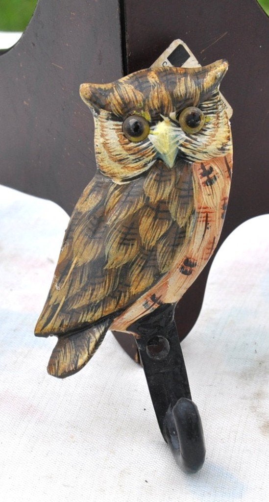 crochet mural  en bois hibou, Enlèvement ou Envoi, Utilisé, Animal