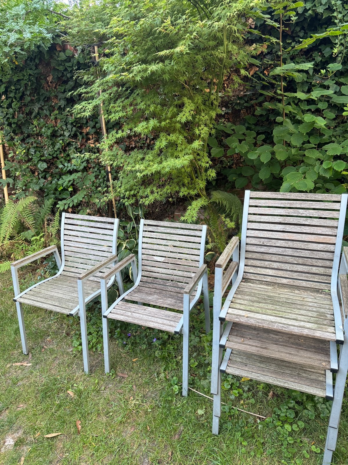 Tuinstoelen 5 stuks, Ophalen, Gebruikt, Hout, Stapelbaar