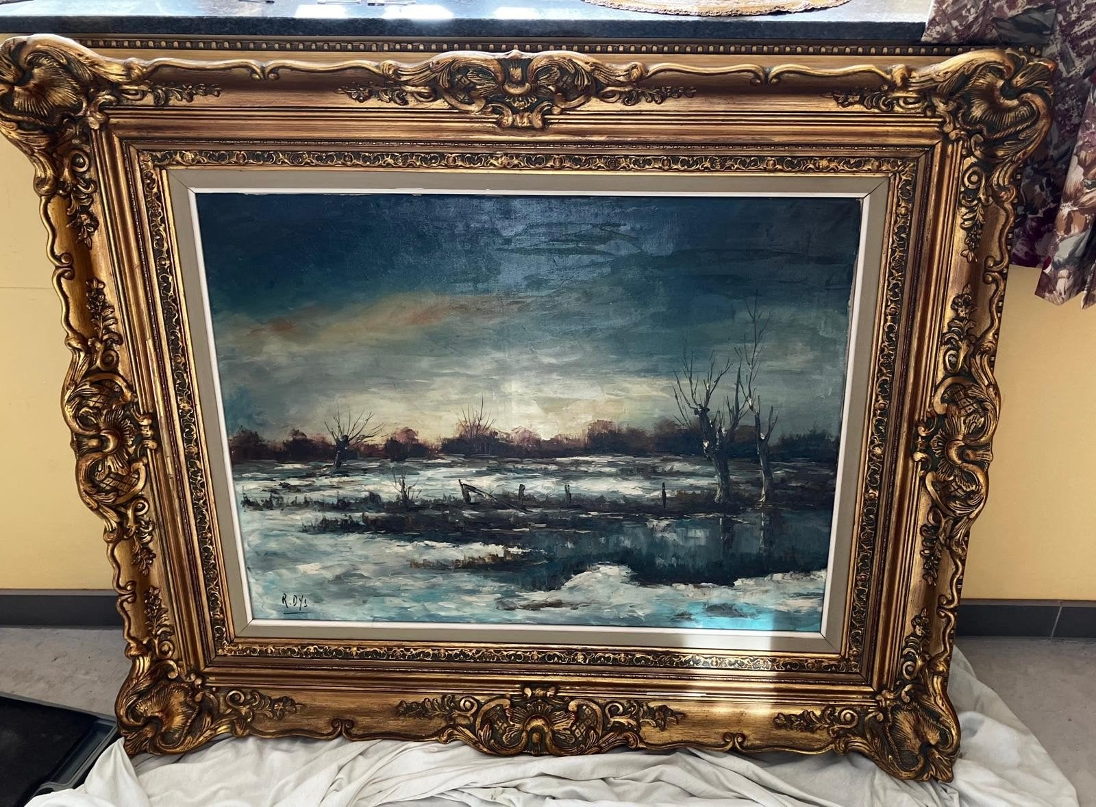 Peinture de R. Dys, Enlèvement, Classique, Paysage, Toile