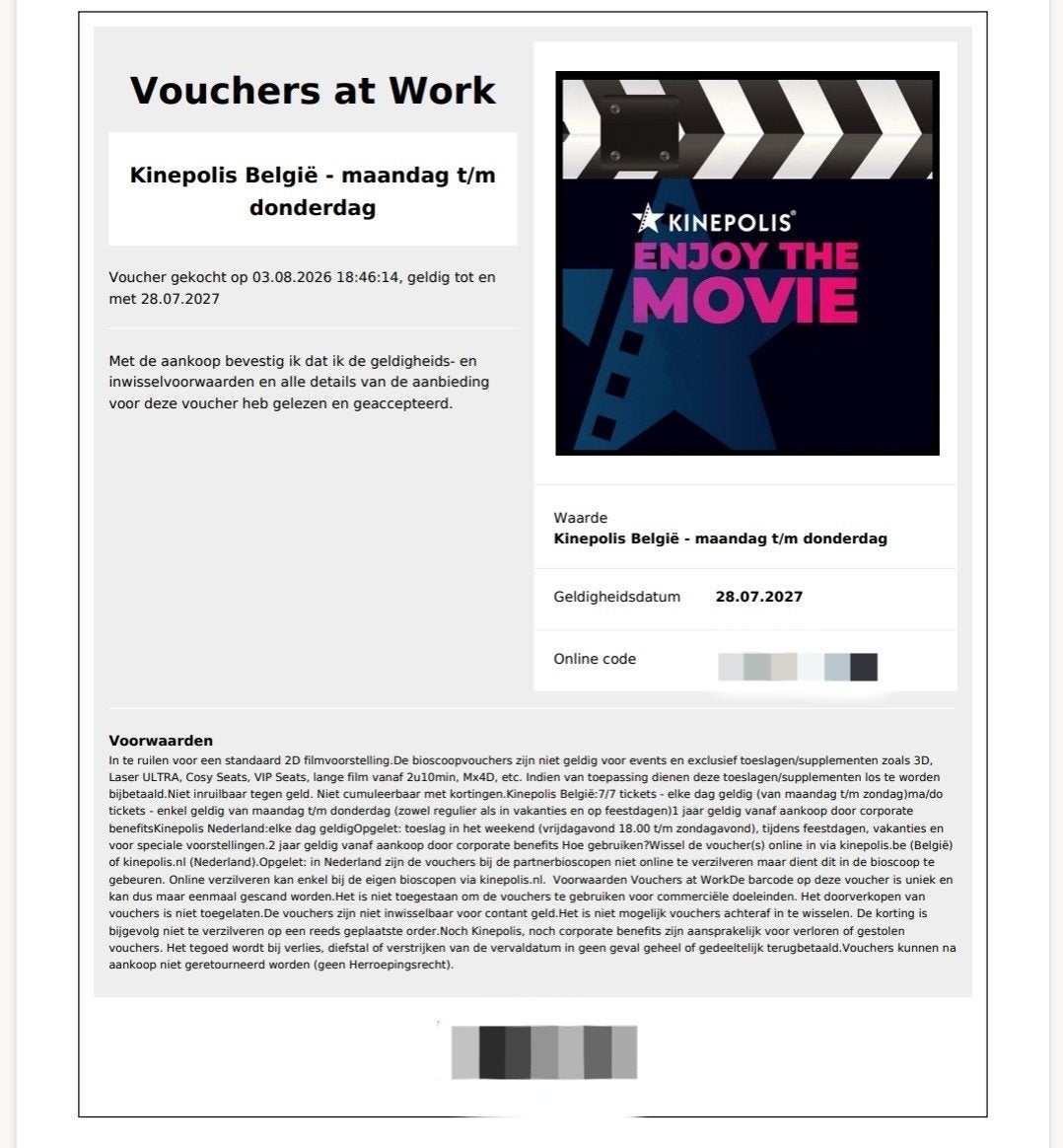 Kinepolis ticket geldig van maandag tot donderdag, Tickets & Billets, Une personne, Carte MaDiWoDo