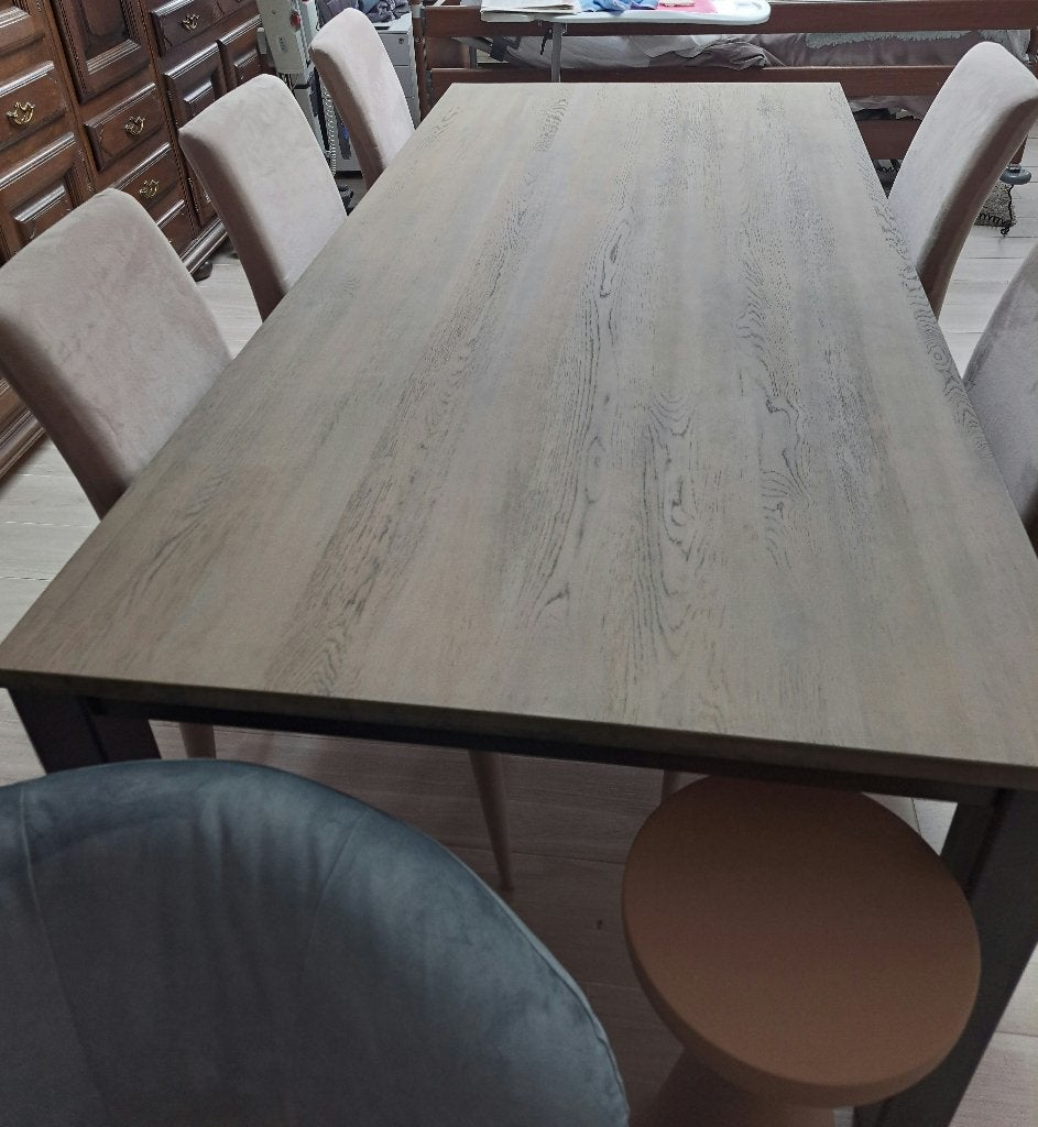 Mooie grijstinten eettafel hout, Huis en Inrichting, Ophalen, 200 cm of meer, 50 tot 100 cm, Zo goed als nieuw