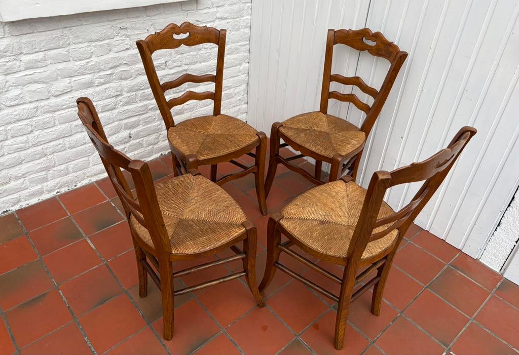 4 chaises campagnarde vintage, Maison & Meubles, Enlèvement