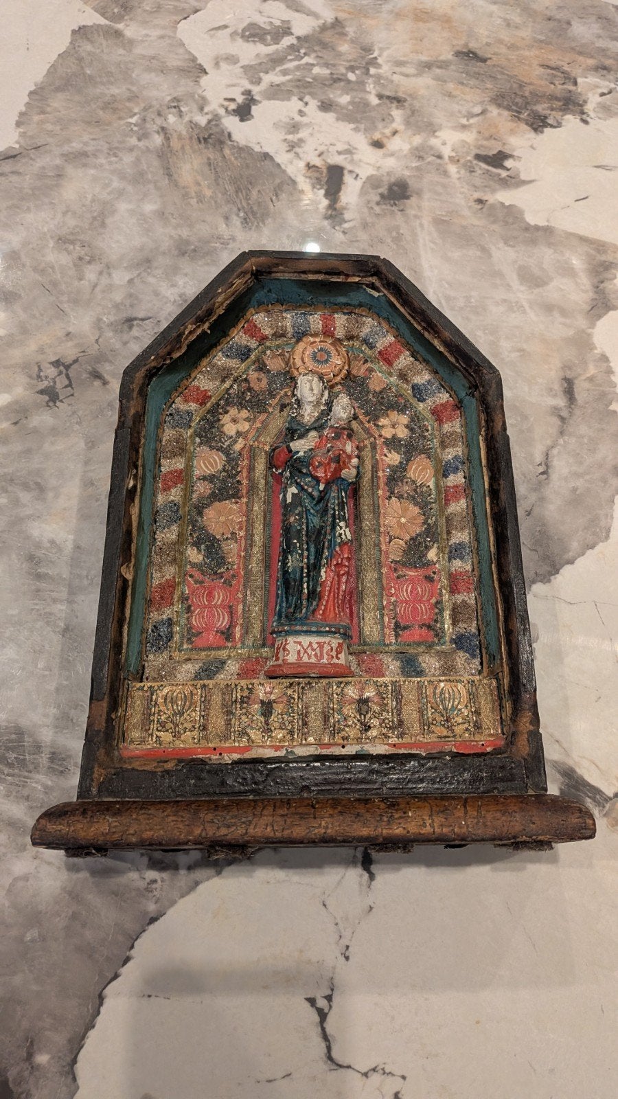 Oud klein devotioneel oratorium Niche Madonna met kind, Antiek en Kunst, Ophalen of Verzenden