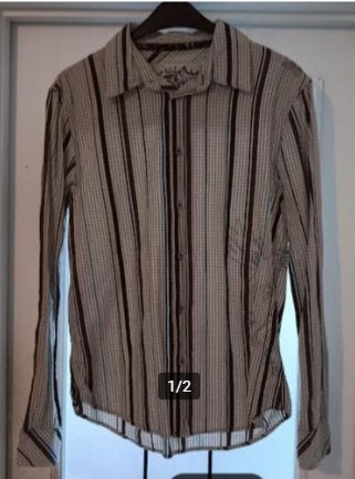 Chemise brun/vert/beige à carreaux ' Quiksilver ' L, Kleding | Heren, Ophalen of Verzenden, Gedragen, Beige, Halswijdte 41/42 (L)