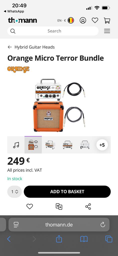 Orange Micro Terror + Orange PPC108 cabinet, Musique & Instruments, Amplis | Basse & Guitare, Comme neuf, Enlèvement