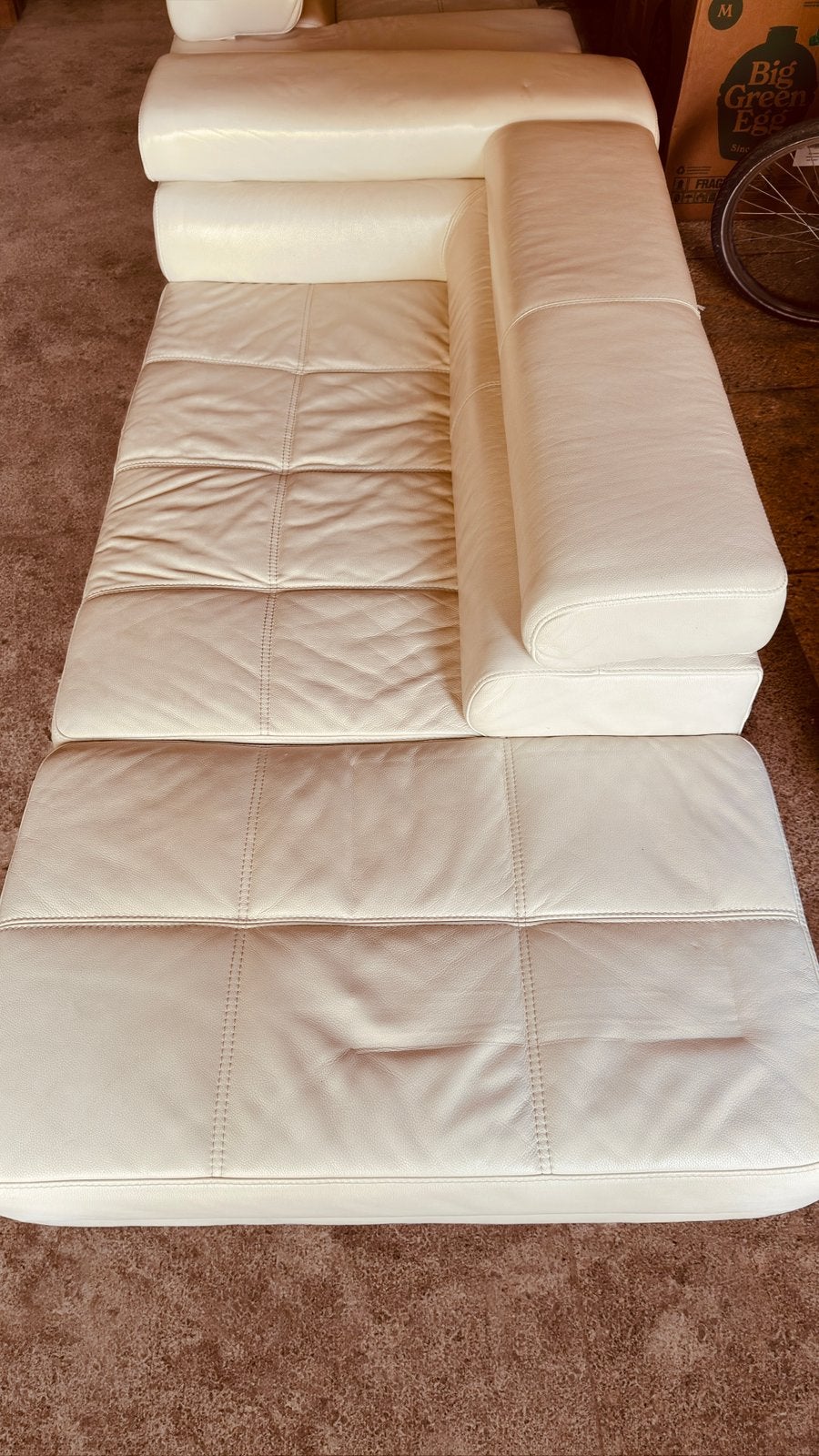 Gratis witte lederen zetel, L-vorm, 2mx2,3m, Ophalen, Gebruikt, Modern, 200 tot 250 cm