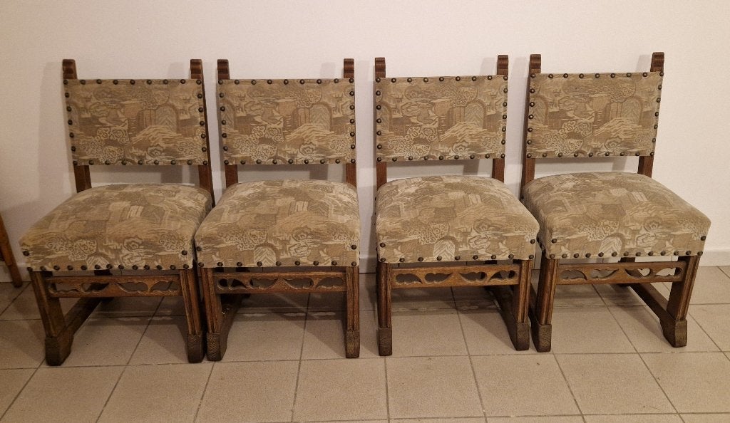 Quatre chaises en chêne massif, Maison & Meubles, Chaises, Bois, Brun, Enlèvement, Utilisé