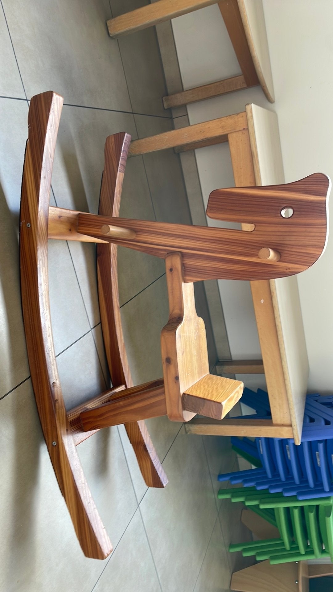 Houten schommelpaard, Ophalen, Gebruikt