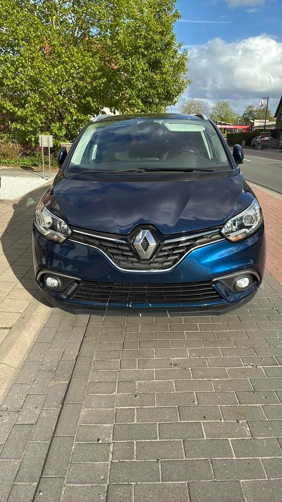 Prachtige grand renault scenic 7plaatsen cosmosblauw diesel, Auto's, Voorwielaandrijving, Navigatiesysteem, Blauw, Leder en Stof