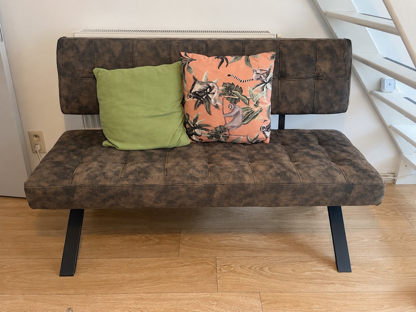 Eetkamerbank met rugleuning – 140 cm – industriële stijl, Maison & Meubles, Brun, Enlèvement, Utilisé, Une