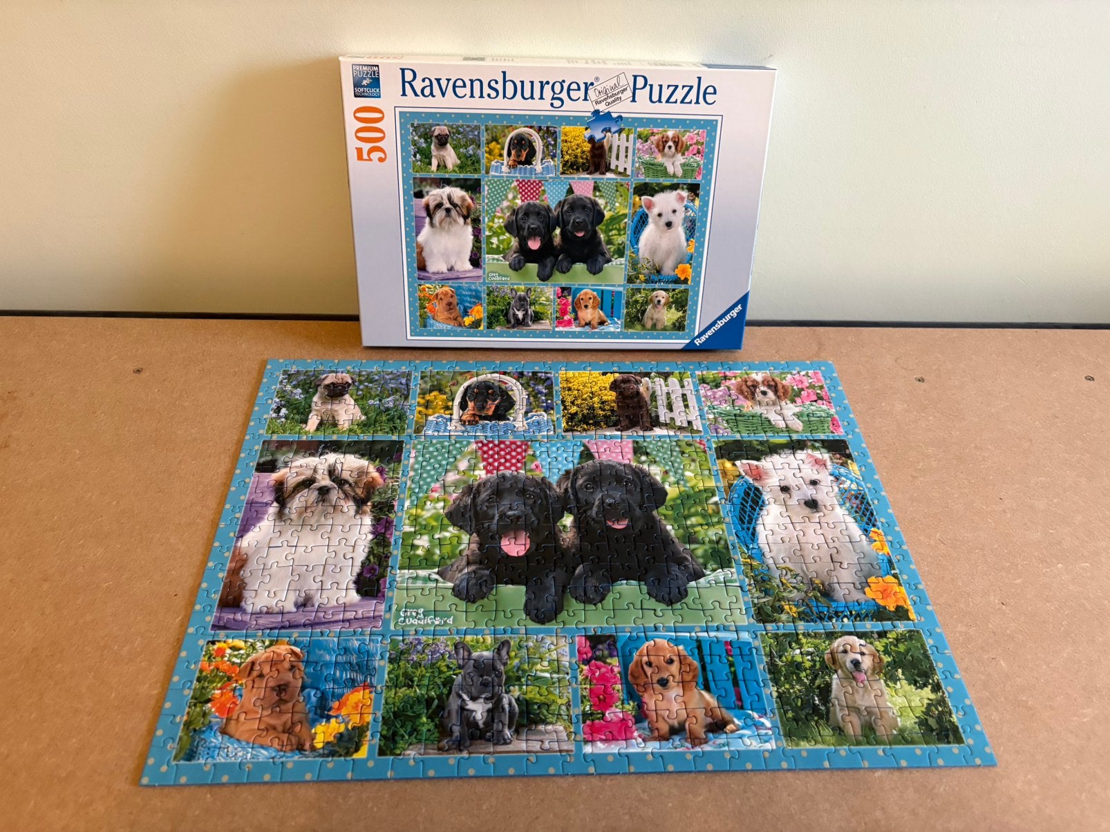 Ravensburger puzzel: “Snoezige hondjes” 500 stukjes, Hobby en Vrije tijd, Denksport en Puzzels, Ophalen of Verzenden, 500 t/m 1500 stukjes