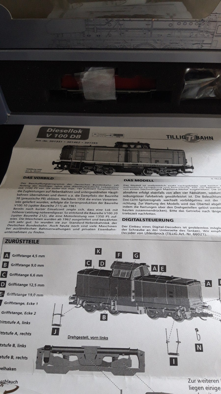 Moteur diesel Tillig TT V100 DB prêt pour DCC, Enlèvement ou Envoi, Neuf, Locomotive
