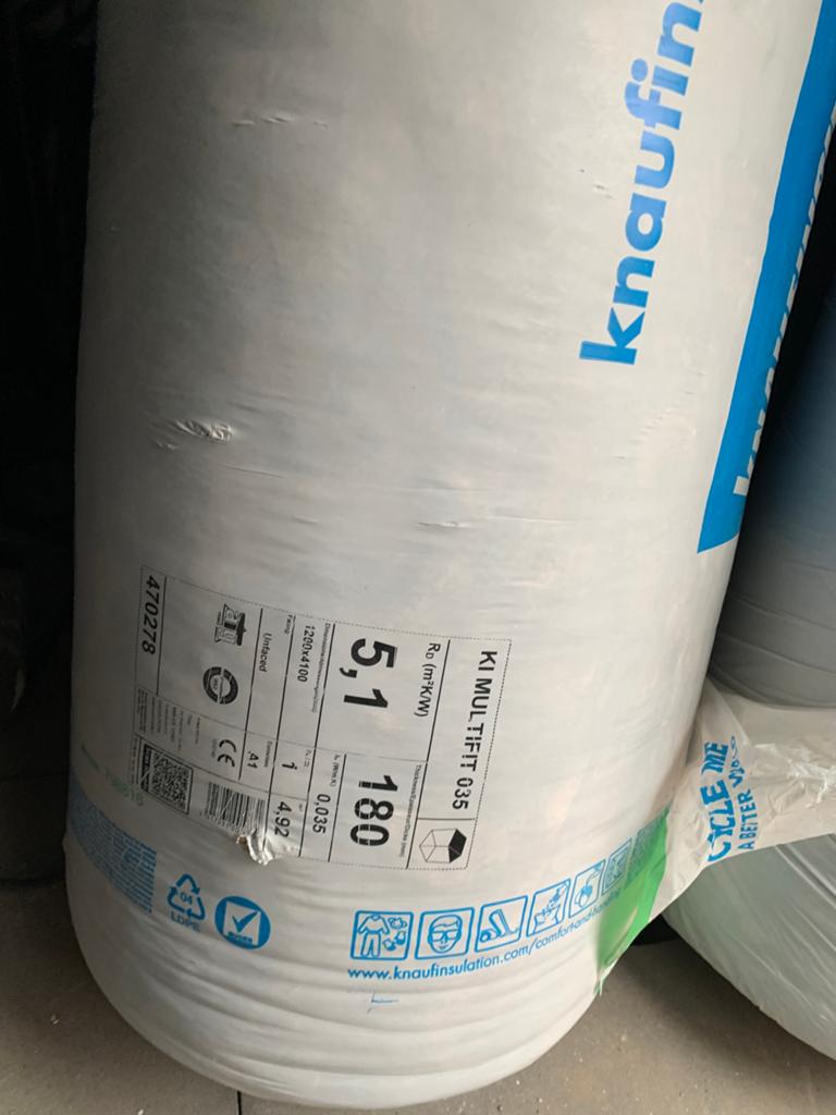 Knauf mineraalwol 180mm, Enlèvement, Neuf, Laine de verre, 12 cm ou plus