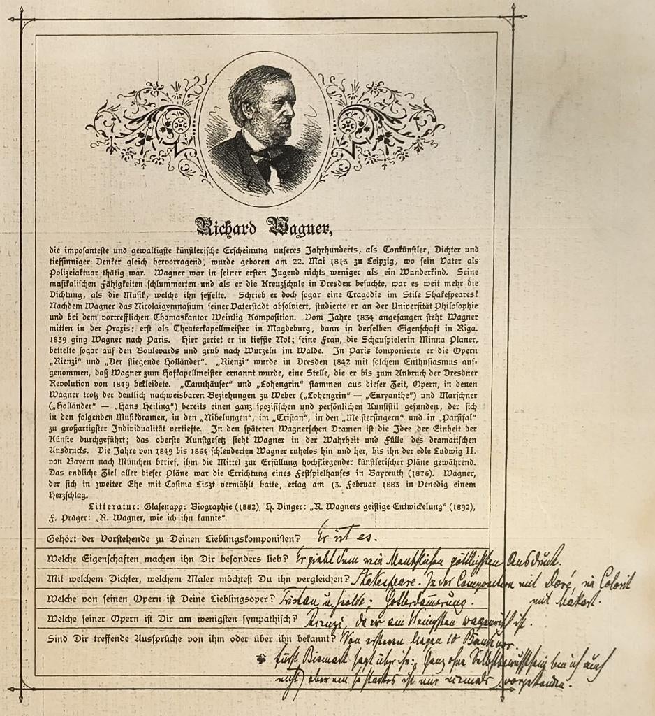 Fragen aus 'Mein Theateralbum - Richard Wagner, Antiek en Kunst, Ophalen of Verzenden, Portret