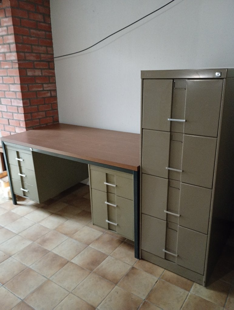 Mid century industrieel design MeWaf bureau en kast, Antiek en Kunst, Ophalen
