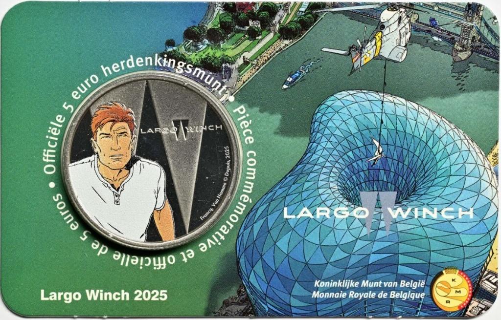 5 euros Belgium 2025 Largo Winch coloré en carte monnaies, Enlèvement ou Envoi, Belgique, 5 euros