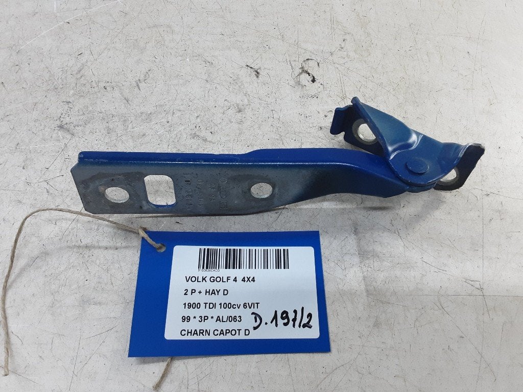 CHARNIERE DE CAPOT DROIT Volkswagen Golf IV (1J1), Volkswagen, Mevr. I. Hauben, Utilisé, Rue de l'Espoir 34 34
4030  GRIVEGNÉE, BE