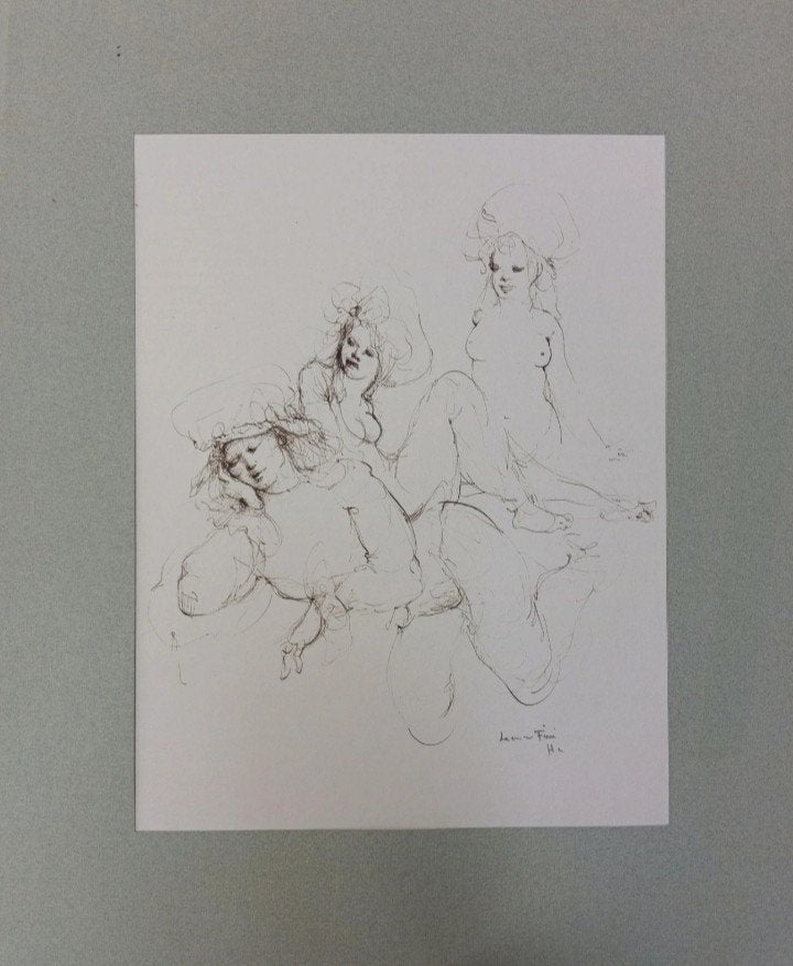De 3 lesbiennes. Leonor Fini. Oude gesigneerde gravure, Ophalen of Verzenden