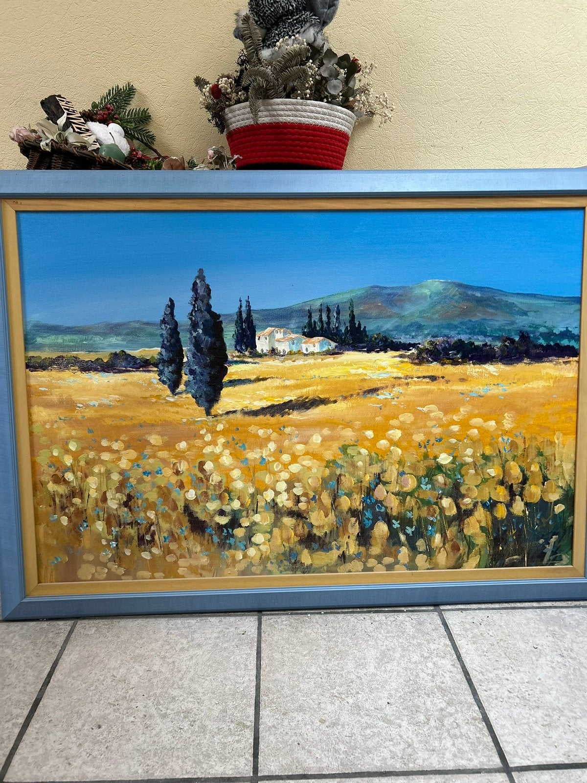Peinture paysage Toscan, Antiek en Kunst, Kunst | Schilderijen | Klassiek, Ophalen, Gesigneerd, Landschap, Klassiek