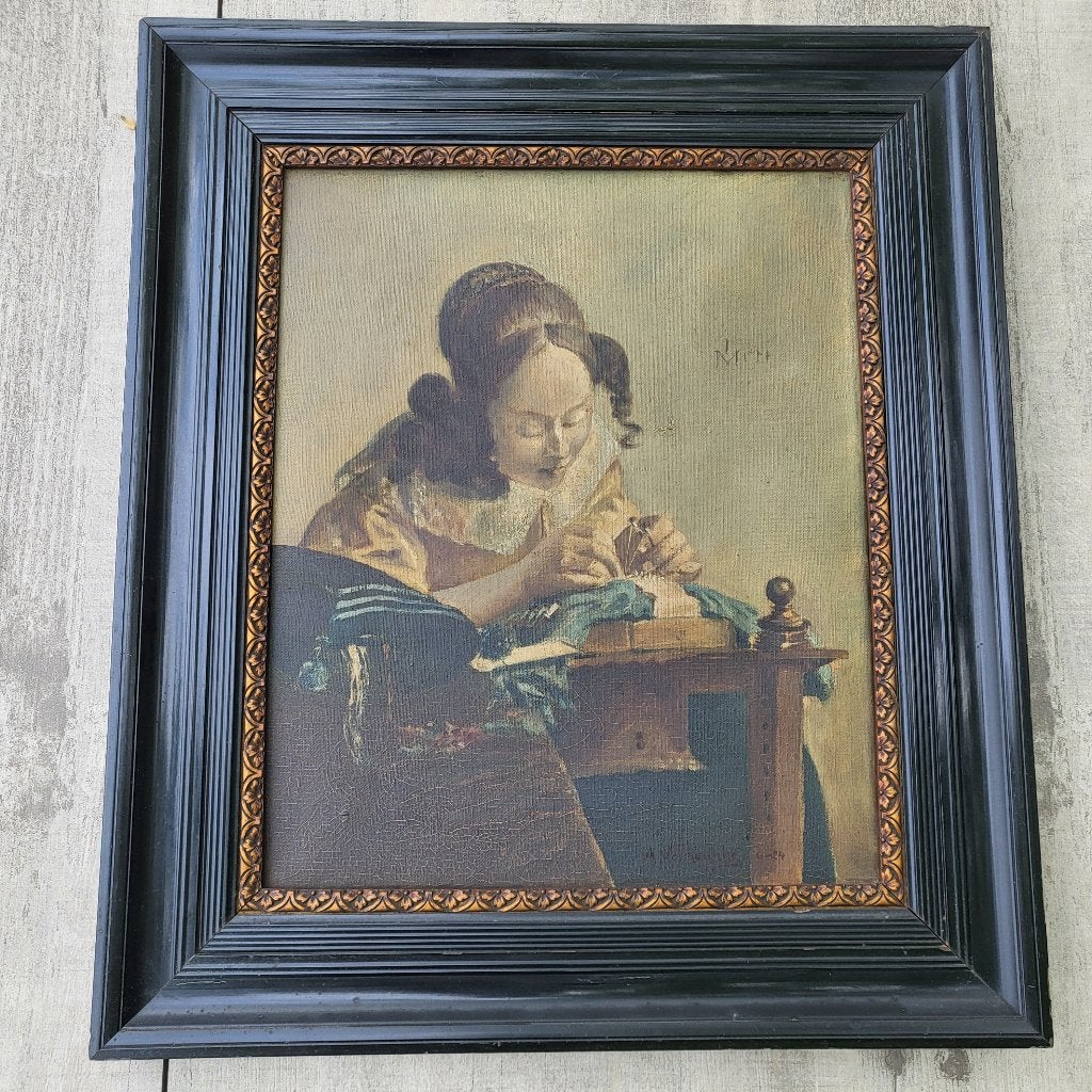 Replica 'De kantwerkster', Antiek en Kunst, Ophalen of Verzenden, Klassiek, Portret of Personen