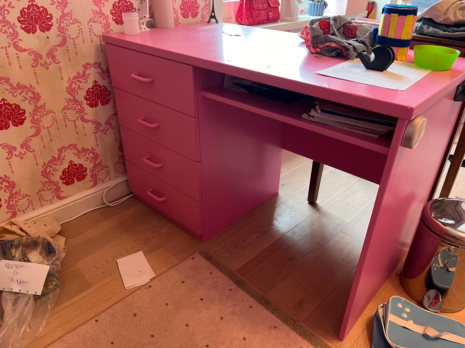 Bureau rose uni 60x120cm gratuit, 120 cm, Vintage, Rose, Enlèvement