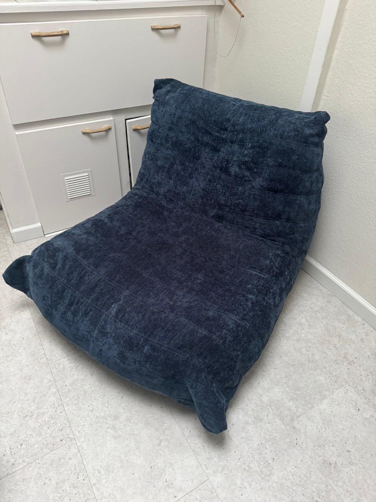 Suede beanbag, Ophalen, Zo goed als nieuw, Blauw, Zitzak