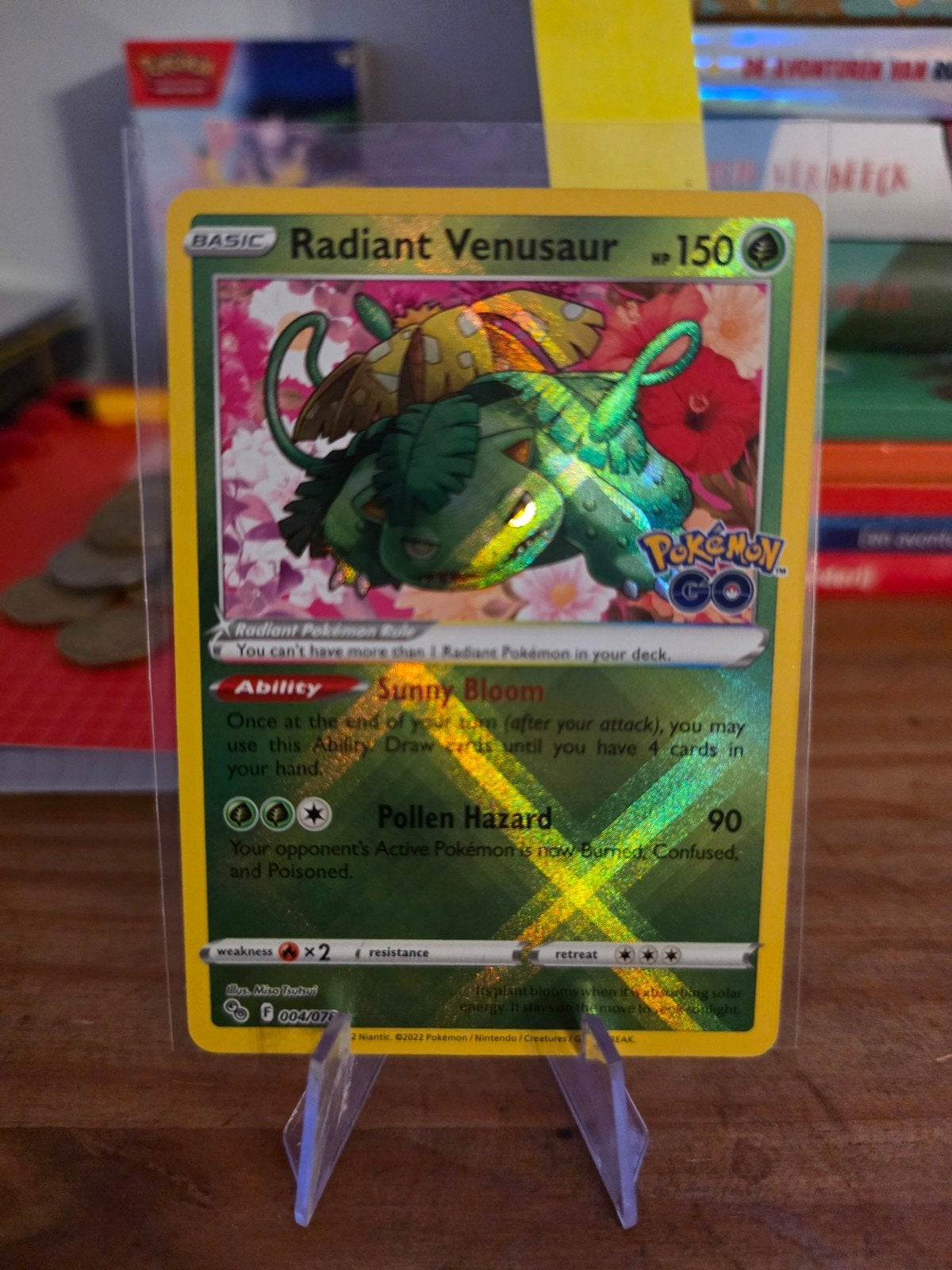 Radiant venusaur  pkmn Go, Ophalen of Verzenden, Zo goed als nieuw, Losse kaart, Foil