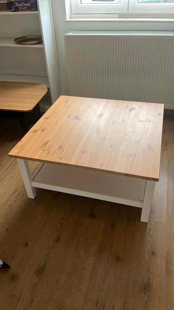Salontafel Ikea wit/hout, Ophalen, Gebruikt, 50 tot 100 cm, Vierkant