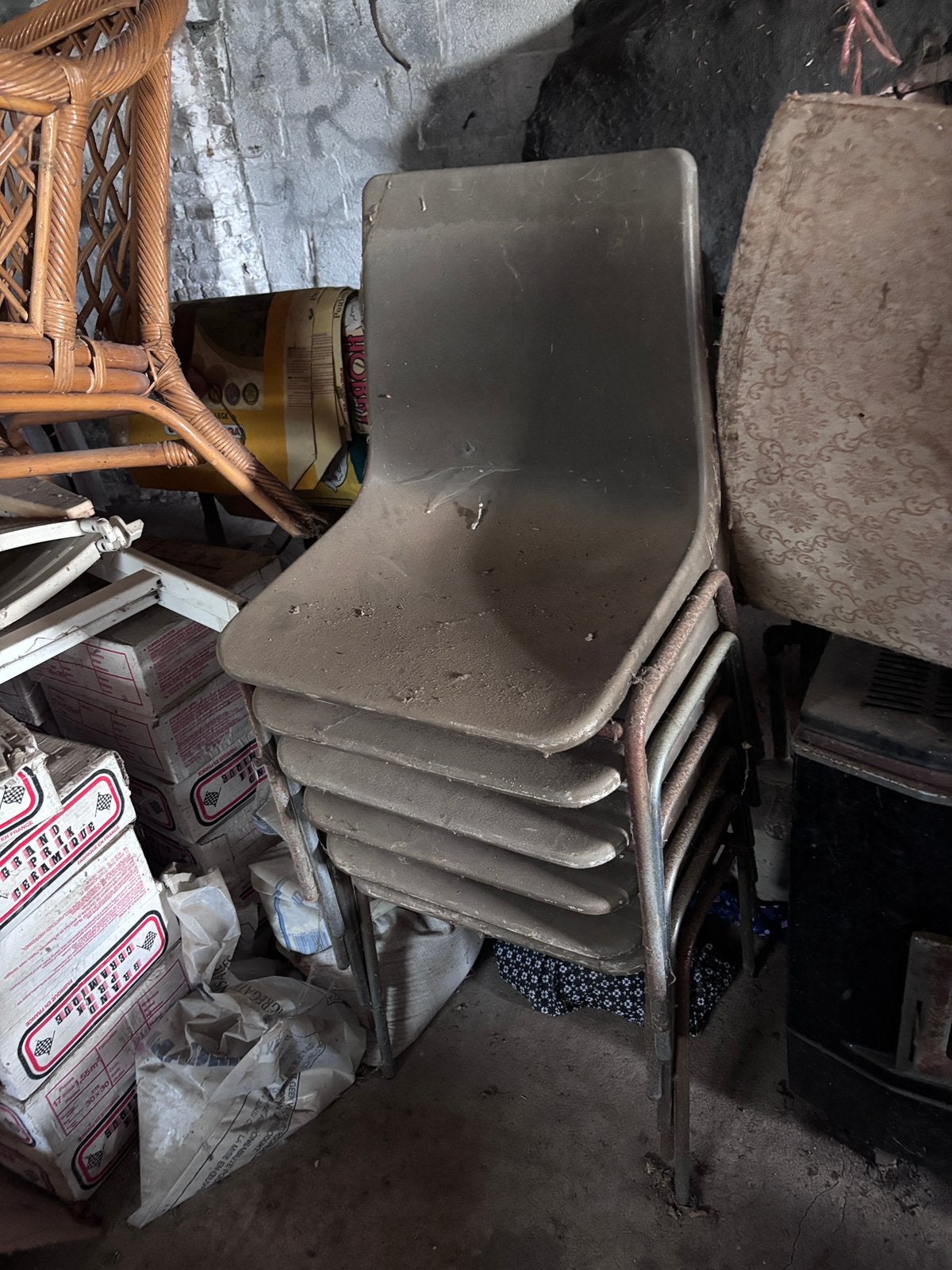 5 stapelstoelen – metalen frame, Enlèvement, Utilisé, Empilable