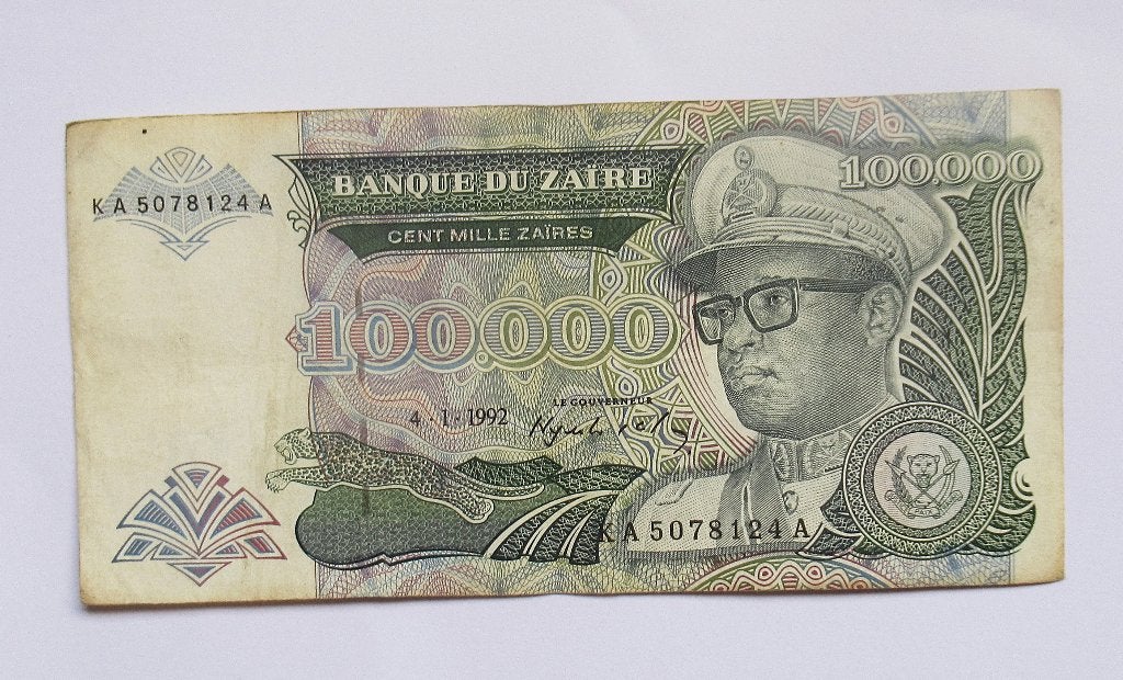 Zaïre 100.000 Zaires 1992, Timbres & Monnaies, Billets de banque | Afrique, Envoi