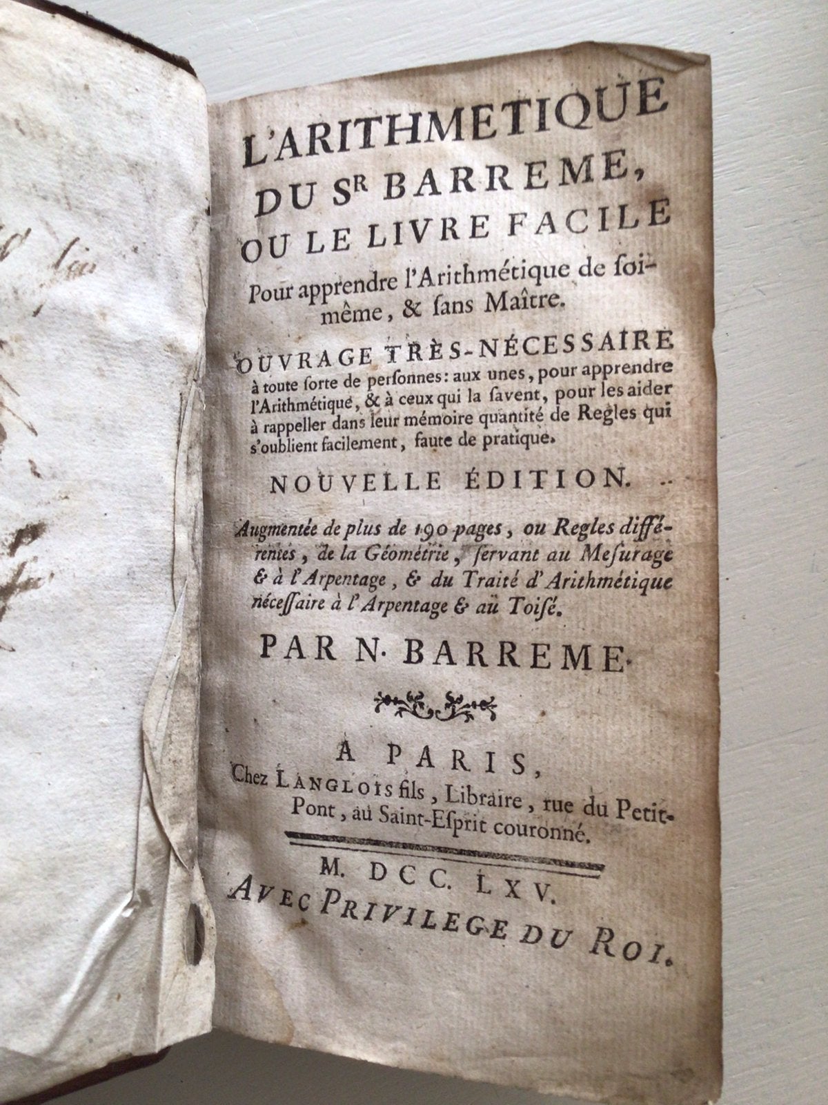 L’ arithmetique du sr Barreme ou le livre facile pour appre…, Ophalen of Verzenden