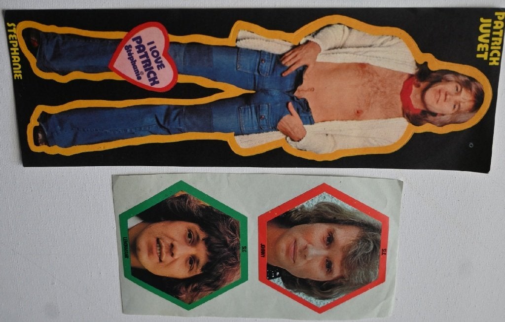 Stickers Franse zangers en Acteurs / Lot van 13 stuks, Verzenden, Gebruikt, Film, Tv of Omroep