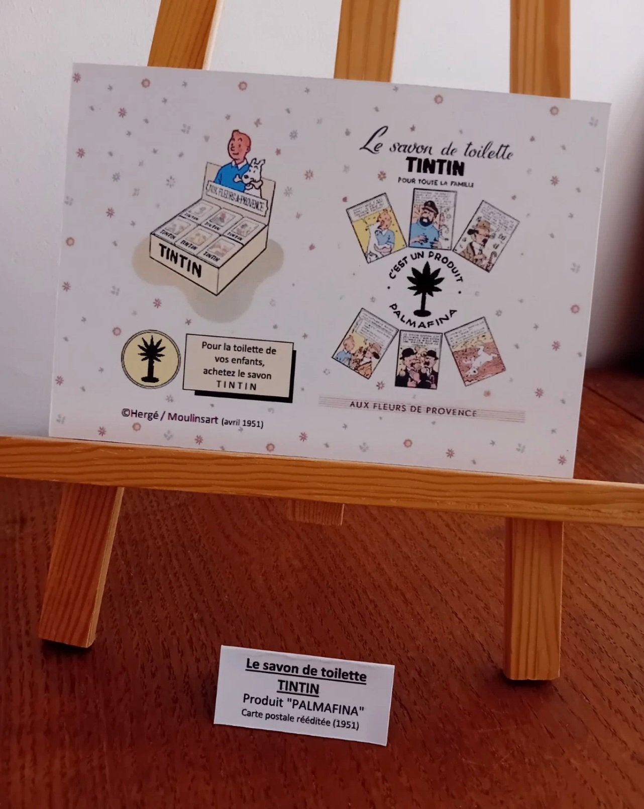 Tintin Tim carte postale n3 sur le fameux savon "Palmafina", Envoi, Tintin, Comme neuf, Image, Affiche ou Autocollant