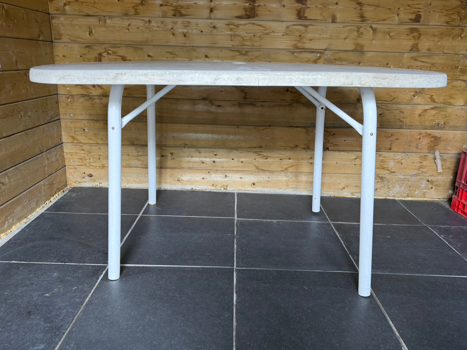 Compact opvouwbare stevige tuintafels 3stuks, Jardin & Terrasse, Tables de jardin, Enlèvement, Utilisé, Ovale, Métal