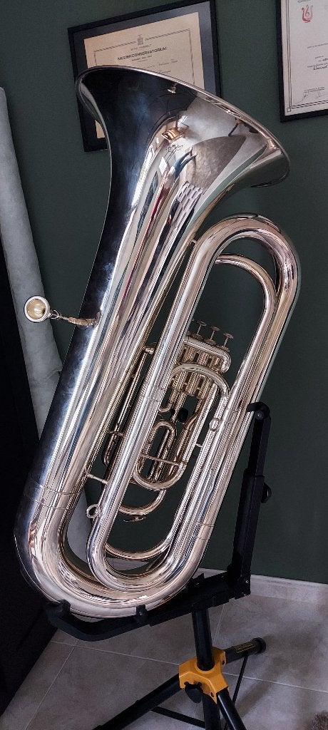 Yamaha YBB-321S Bastuba 4 ventielen  – 2 koffers + standaard, Ophalen, Gebruikt, Tuba in si bemol, Met koffer of draagtas